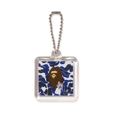 A BATHING APE Bape.Com Camo Go Ape Pointer Keychain Bapec "Navy"