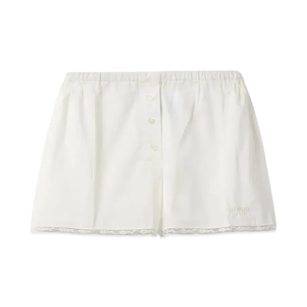 MIU MIU Women's Batiste Boxer Shorts "Ivory"