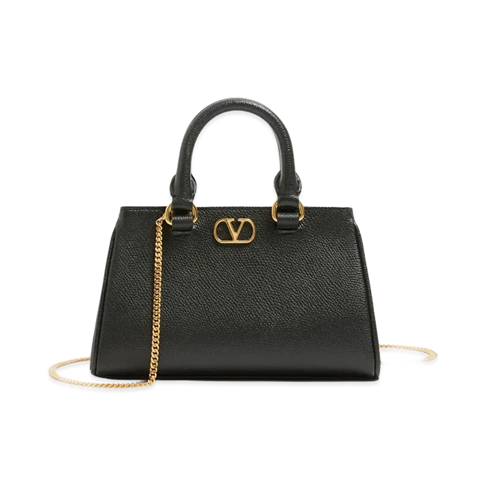 Valentino Women's V Logo Signature Mini Bag In Grainy Leather "Black"
