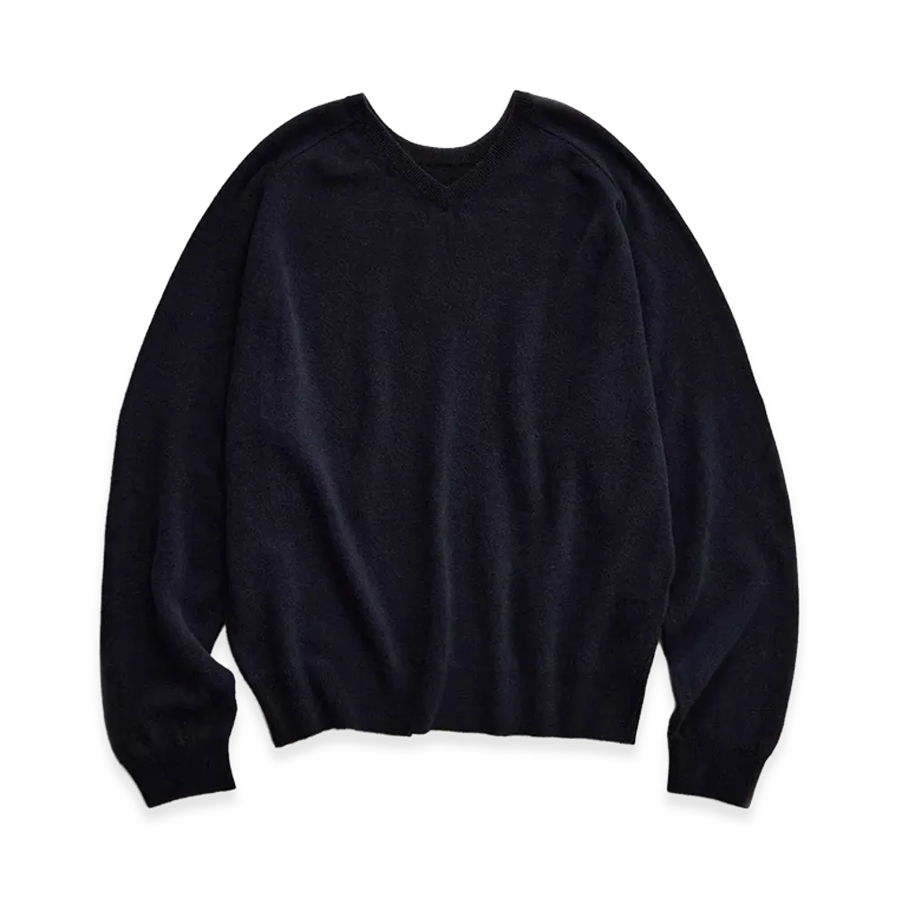 NICENESS Gibbons Vicuña Cashmere Double-Faced Sweater "Navy"