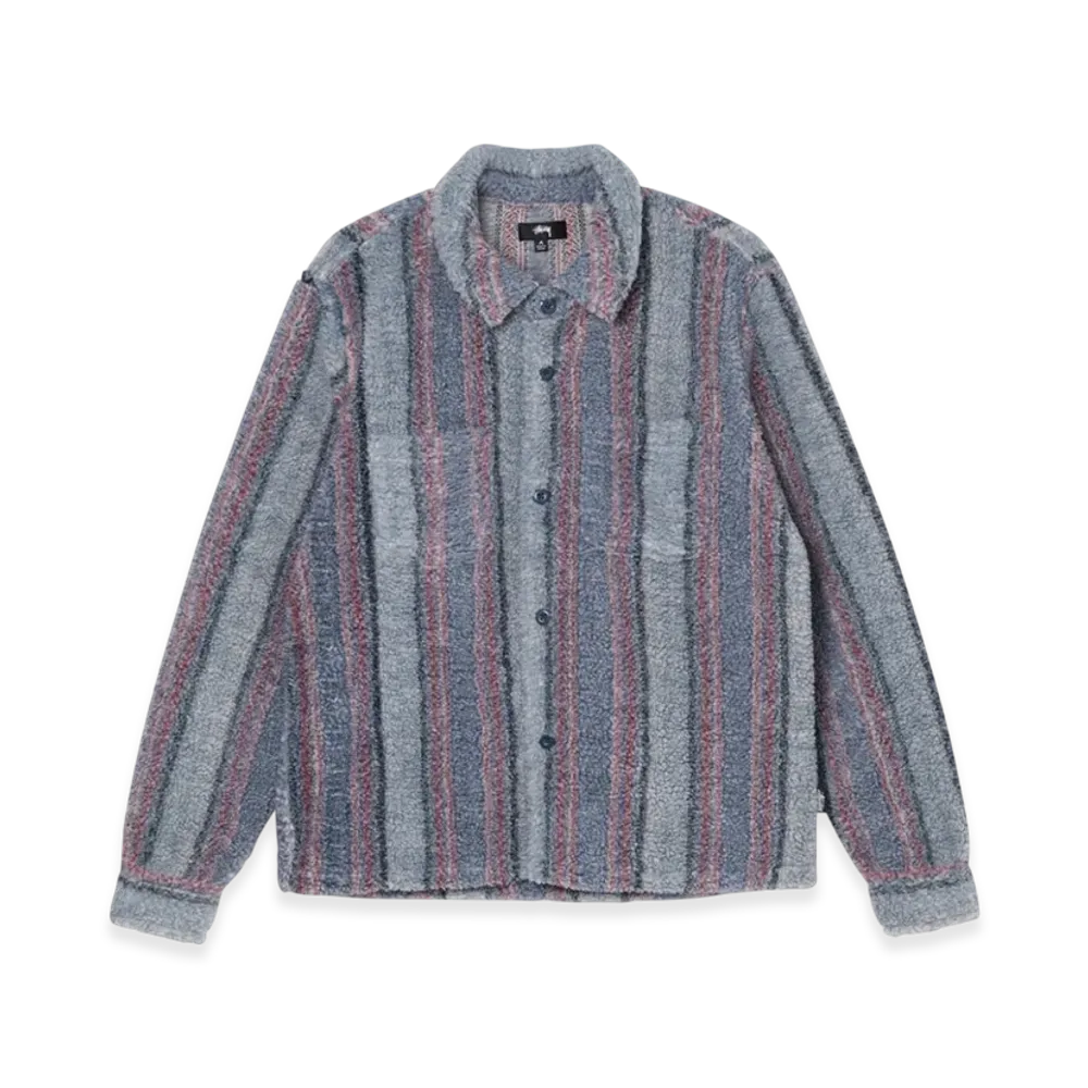 Stussy Stripe Sherpa Shirt "Blue"