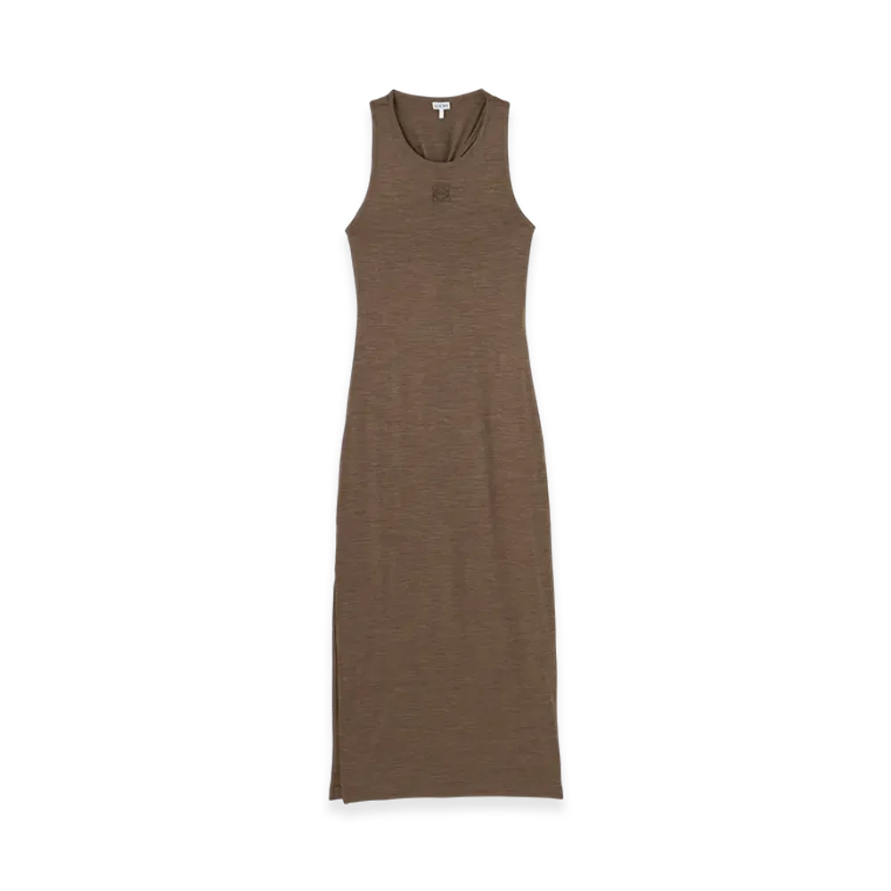 LOEWE Women's Anagram Tank Dress "Chocolate Brown"