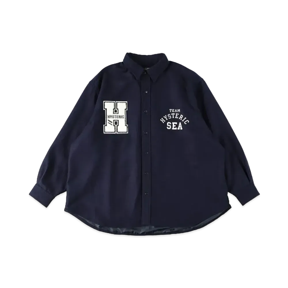 WIND AND SEA x HYSTERIC GLAMOUR Wool Shirt "Navy"