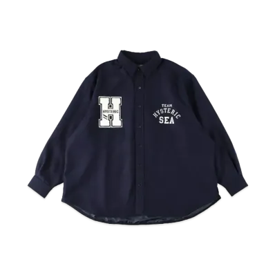 WIND AND SEA x HYSTERIC GLAMOUR Wool Shirt "Navy"