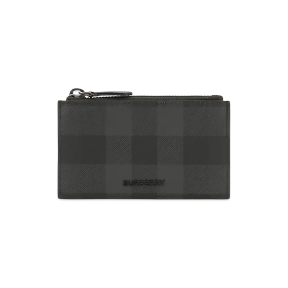 Burberry Check Zip Card Case "Charcoal"