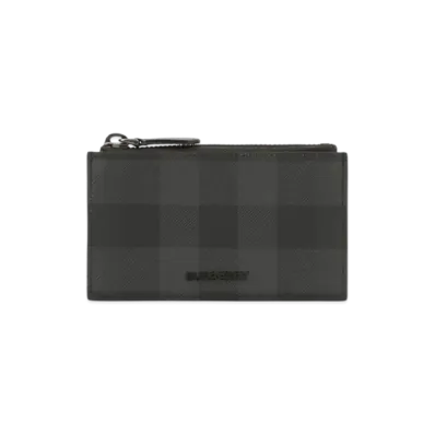 Burberry Check Zip Card Case "Charcoal"