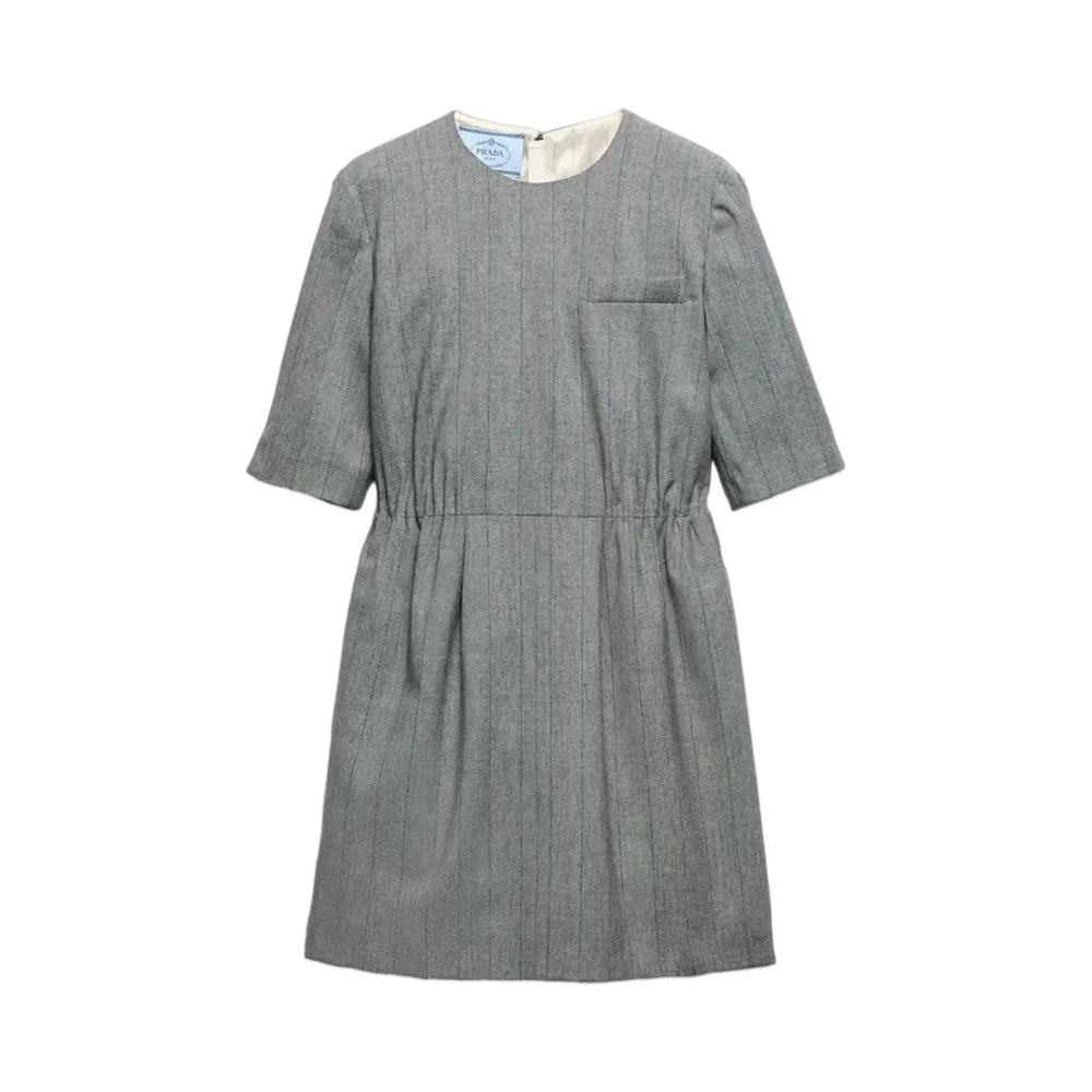 PRADA Women's Wool Pinstriped Mini-Dress "Dark Gray"