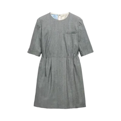 PRADA Women's Wool Pinstriped Mini-Dress "Dark Gray"