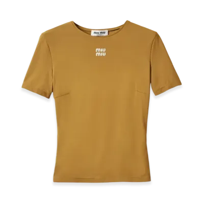 MIU MIU Women's Stretch Jersey Top "Olive Green"