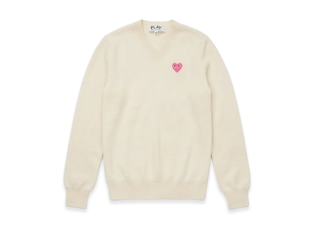 PLAY COMME des GARCONS V-Neck Sweater "Ivory"