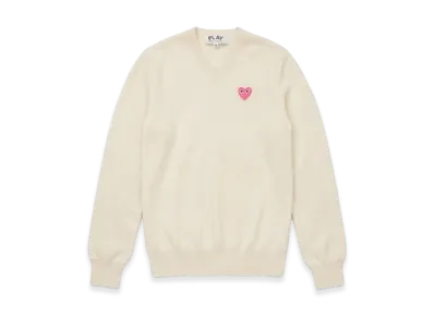PLAY COMME des GARCONS V-Neck Sweater "Ivory"