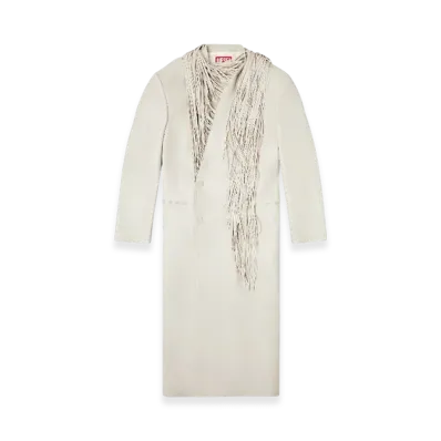Diesel J-Eldar-A Long Coat With Shredded Scarf Fringing "Light Grey"