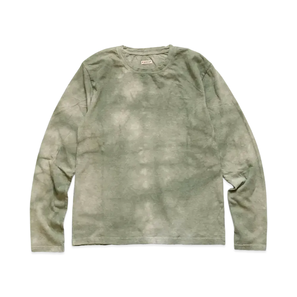 KAPITAL 18.5 / TENGU MURA-DYED CREW LONG T "Khaki"