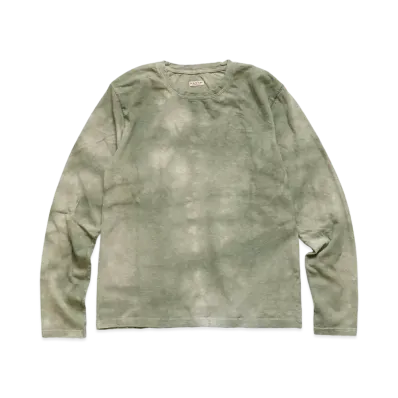 KAPITAL 18.5 / TENGU MURA-DYED CREW LONG T "Khaki"
