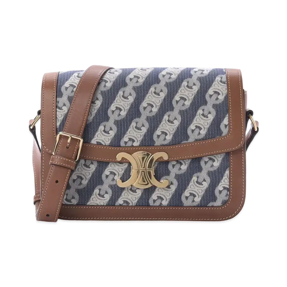 CELINE Medium Triomphe Shoulder Bag "Navy"