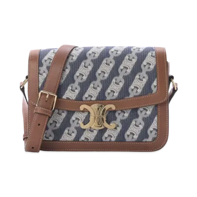 CELINE Medium Triomphe Shoulder Bag "Navy"