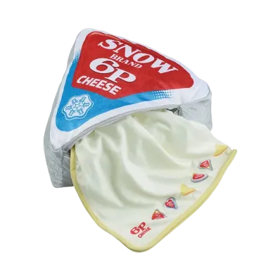 BANDAI "Ichiban Kuji" -Snow Brand Megmilk- Last One Prize "6P Cheese" Blanket in Cushion