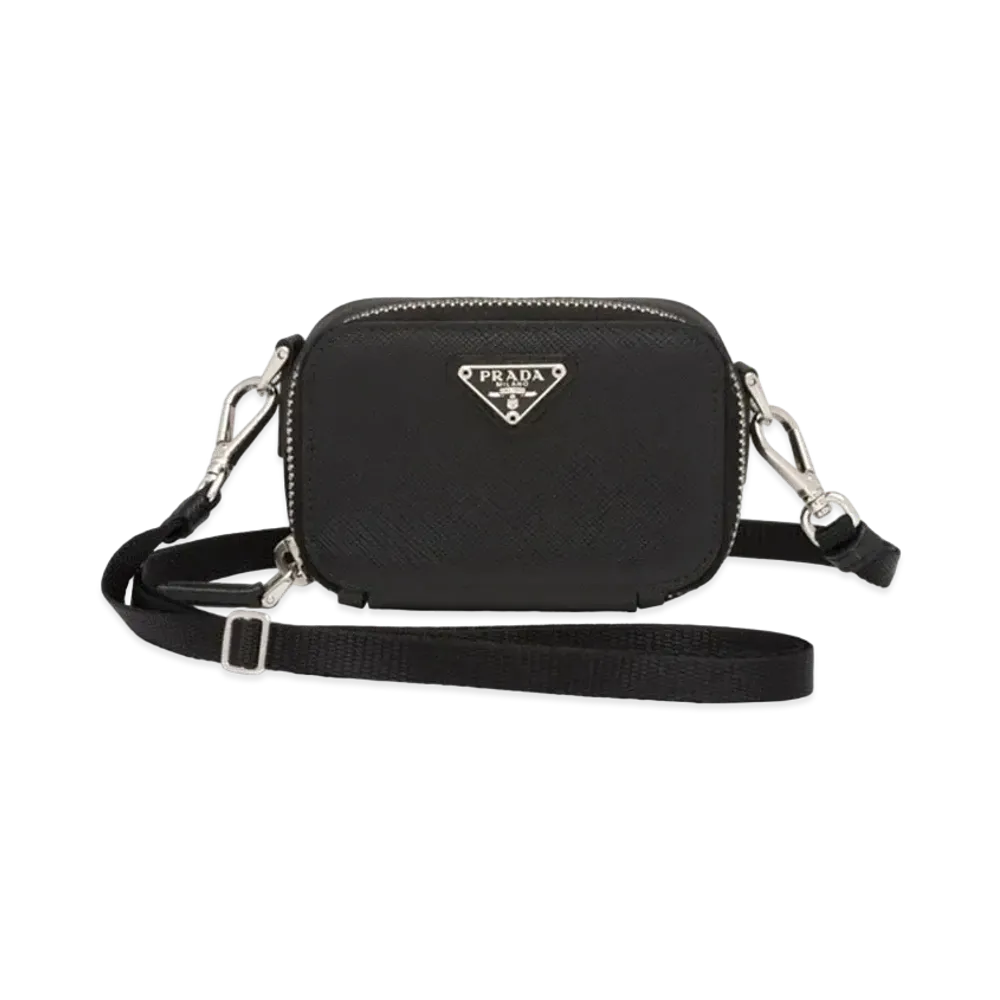 PRADA Saffiano Leather Mini Pouch "Black"