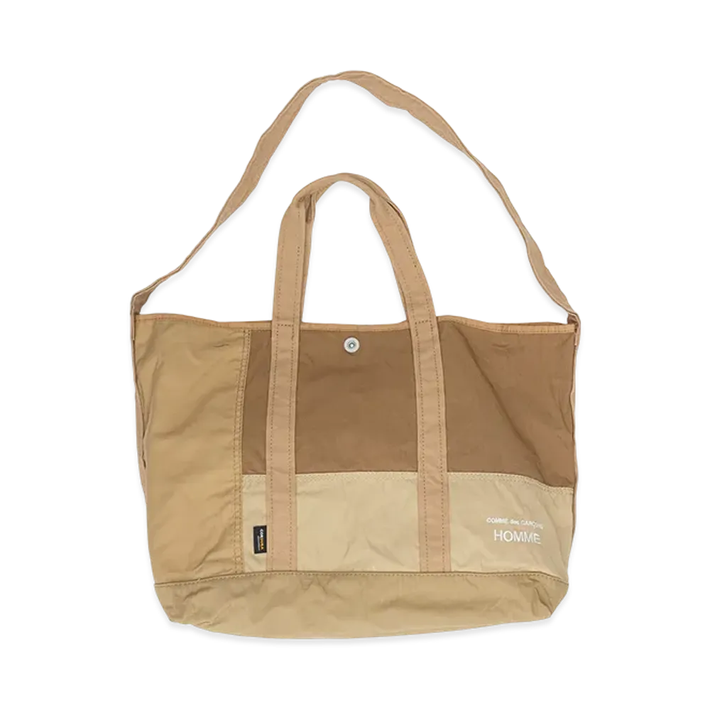 COMME des GARCONS HOMME Cotton Nylon Lip Patchwork 2WAY Tote Bag "Beige"