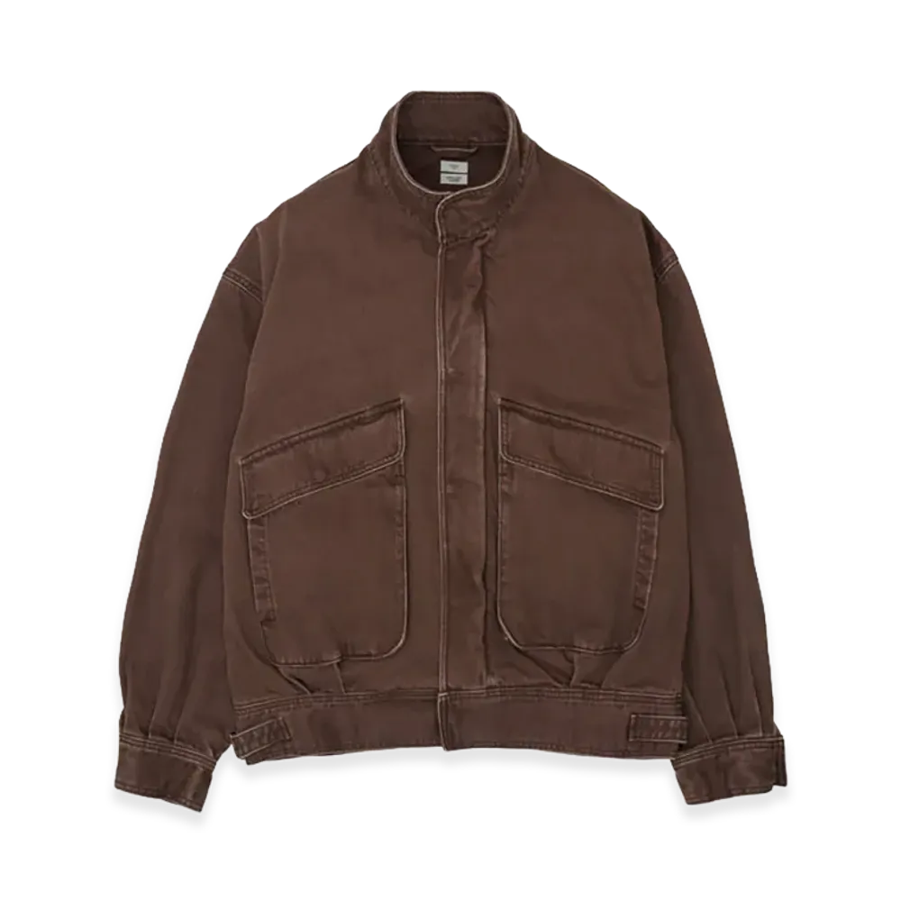 YOKE Suface Dyed Denim Stand Collar Blouson "Brown"