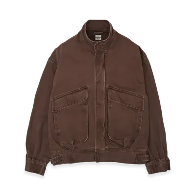 YOKE Suface Dyed Denim Stand Collar Blouson "Brown"