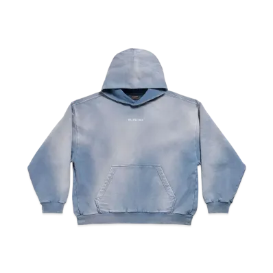 BALENCIAGA MENS Back Hoodie Medium Fit "Blue/White"