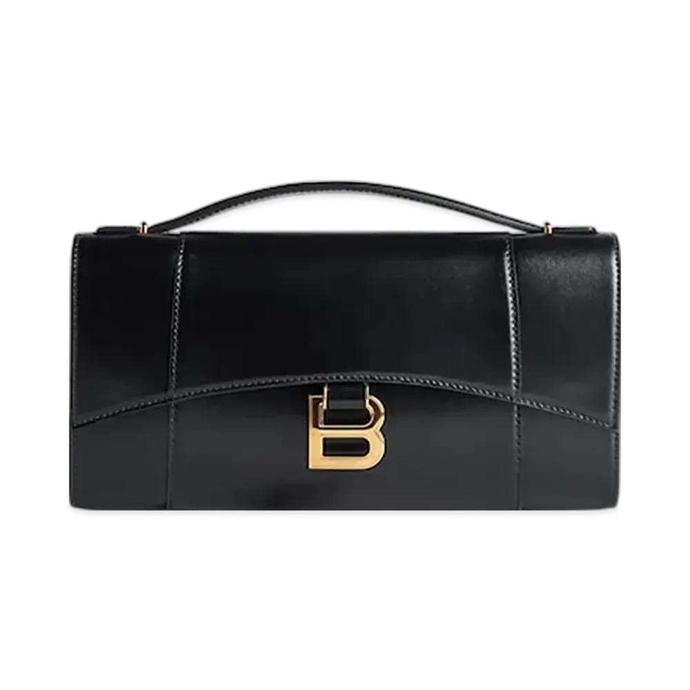 BALENCIAGA Hourglass Pochette With Chain "Black"