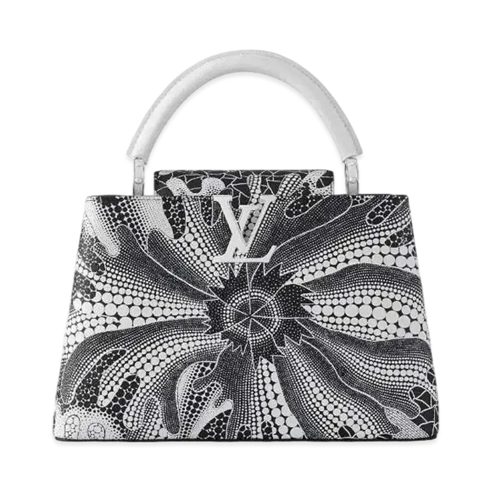 Louis Vuitton x Yayoi Kusama Capucines MM Taurillon Leather Psychedelic Flower "Noir/Blanc"