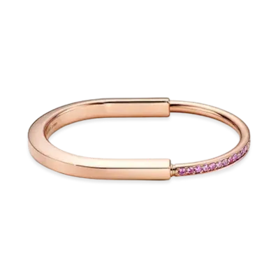Tiffany & Co. Tiffany Lock Bangle with Sapphires 18K "Rose Gold"
