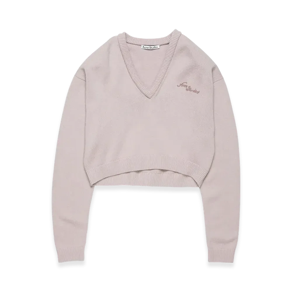 Acne Studios V-Neck Wool Sweater "Pale Gray"