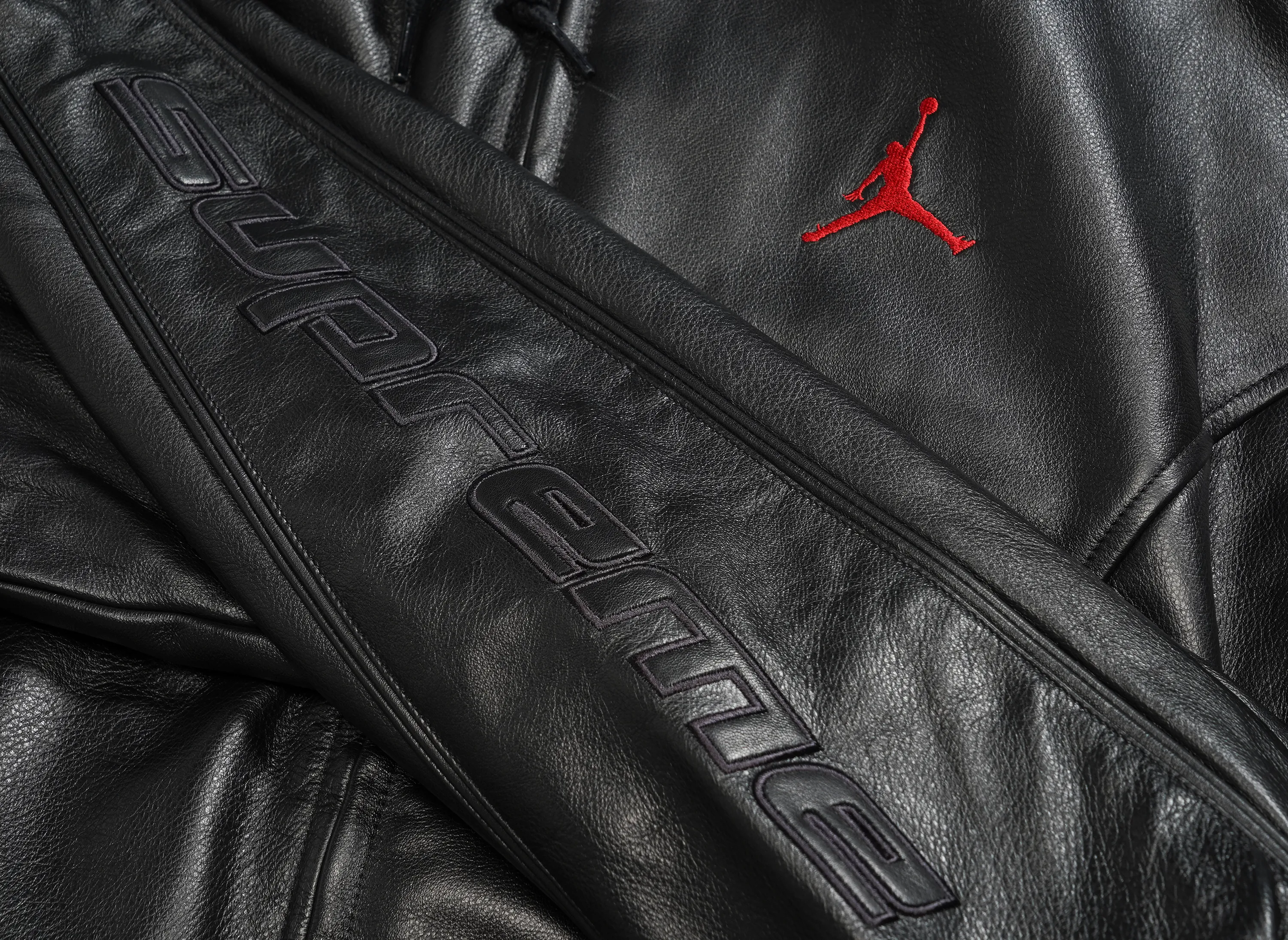 Supreme x Jordan Hooded Leather Jacket 