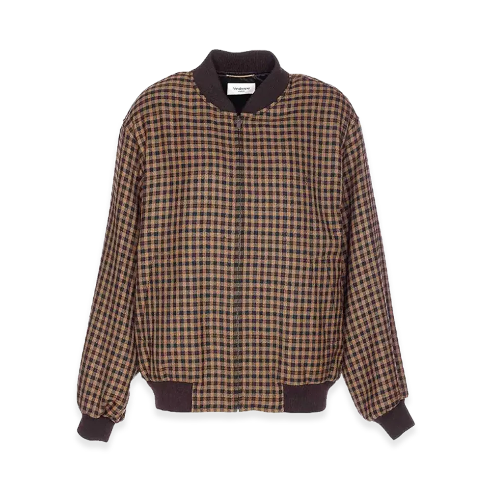 Saint Laurent Women's Wool Cassandre Bomber Jacket "Brown"