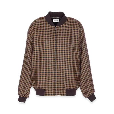 Saint Laurent Women's Wool Cassandre Bomber Jacket "Brown"