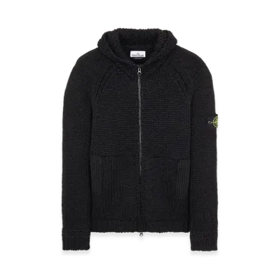 Stone Island 544D4 Handmade Feel Hooded Knit Cardigan - 22FW "Black"