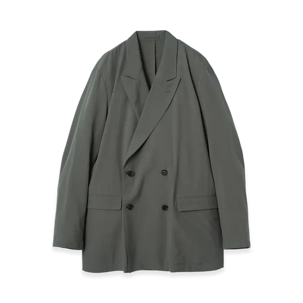 YOKE Super120'S Fine Wool Washer Tropical Double Breasted Jacket "Blue Gray"