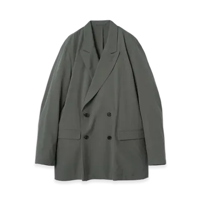 YOKE Super120'S Fine Wool Washer Tropical Double Breasted Jacket "Blue Gray"