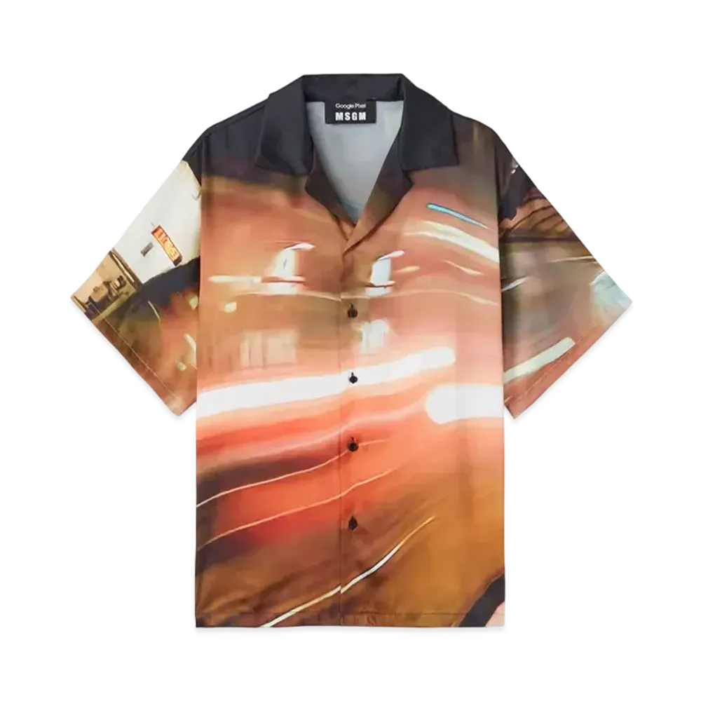 MSGM x Google Pixel Night Metro Print All-Over Shirt "Red"