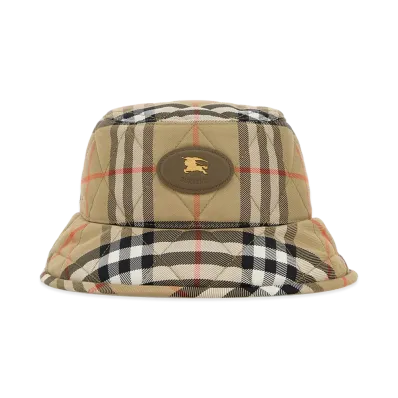Burberry Women's Embroidered Nylon Bucket Hat "Checked"