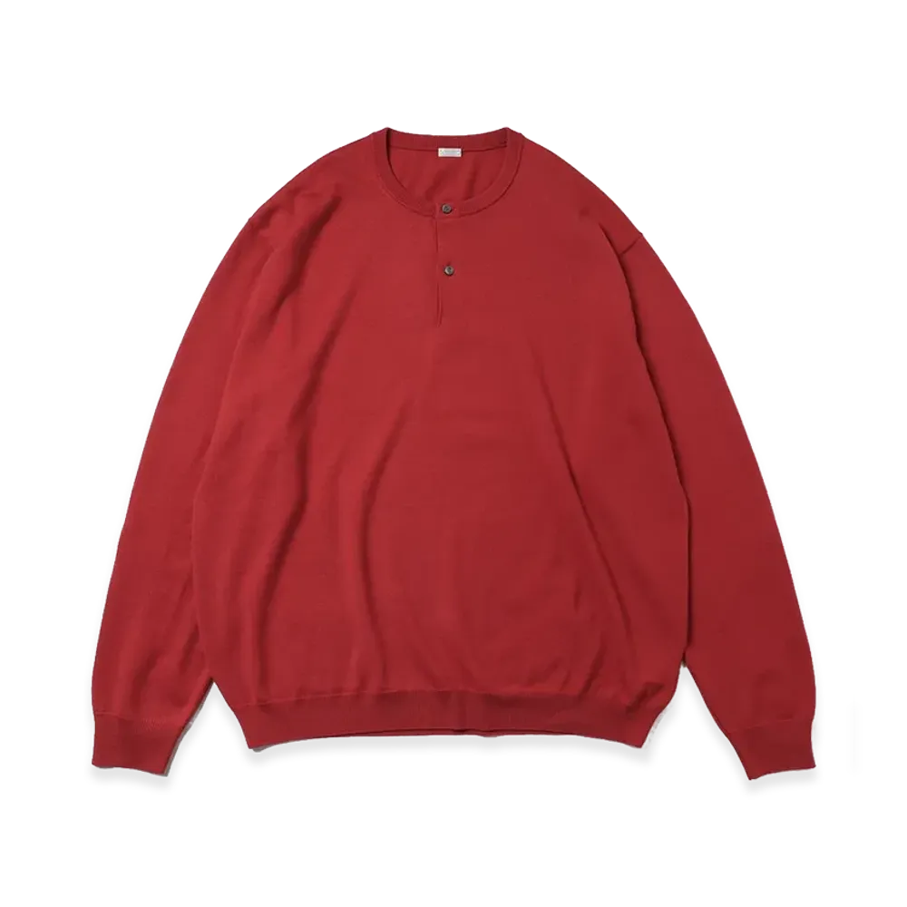 A.PRESSE Wool Knit Henley Neck Sweater "Red"