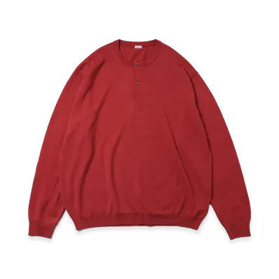 A.PRESSE Wool Knit Henley Neck Sweater "Red"