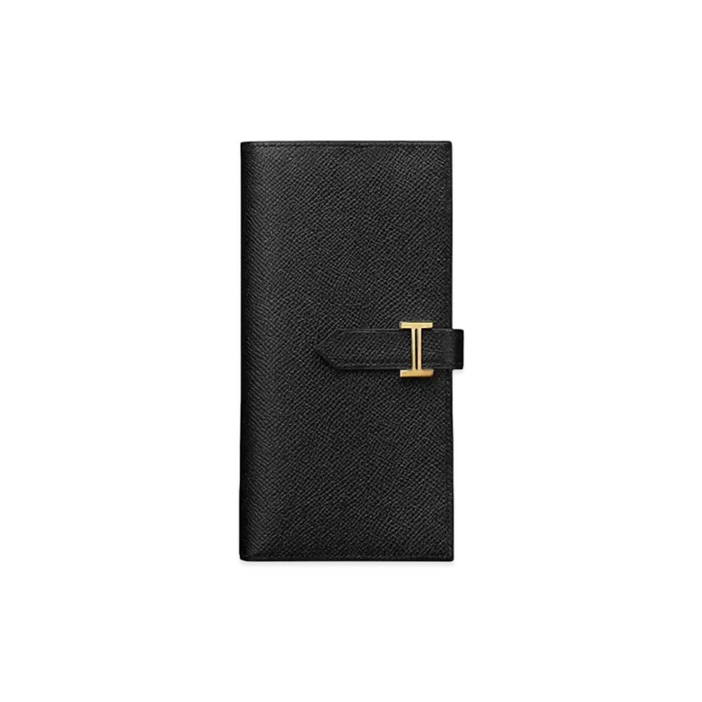 Hermes Bean Souffle Wallet "Noir/Gold"