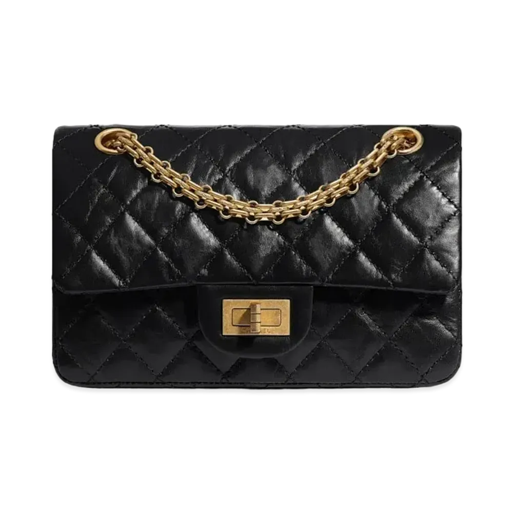 CHANEL 2.55 Mini Hand Bag Aged Calfskin "Black"