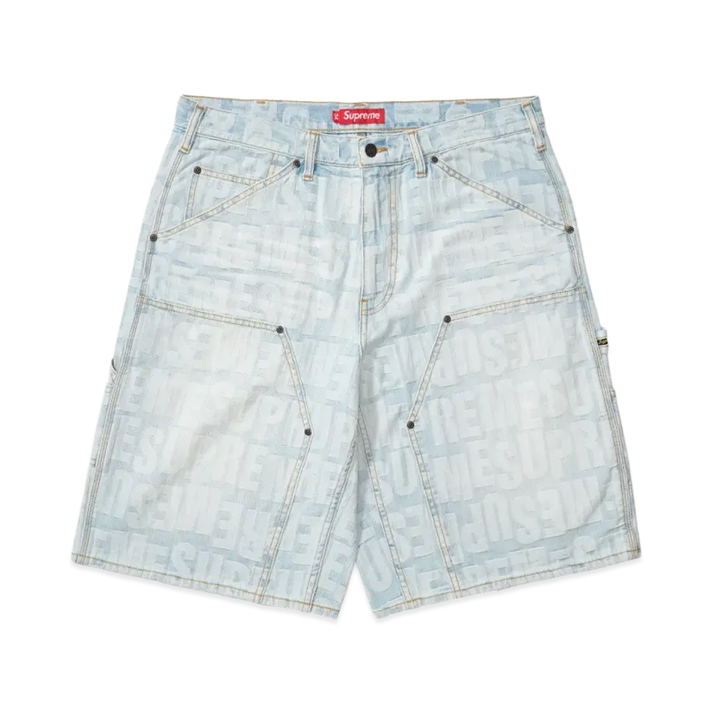 Supreme Repeat Jacquard Double Knee Denim Short "Light Washed Indigo"