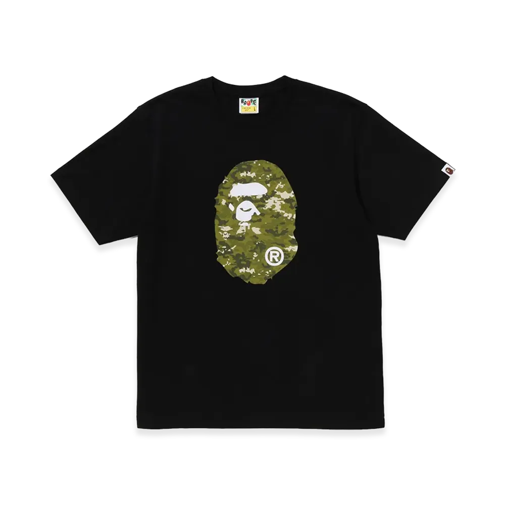 A BATHING APE Multi Pixel Camo Ape Head Tee "Black"
