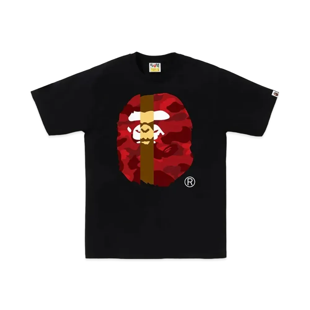 A BATHING APE Color Camo Transform Big Ape Head Tee "Black/Red"