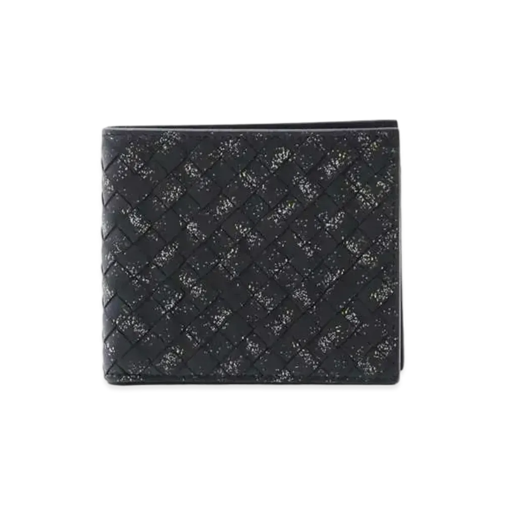 Bottega Veneta Intrecciato Lambskin Bi-fold Wallet Micro Dots "Black"