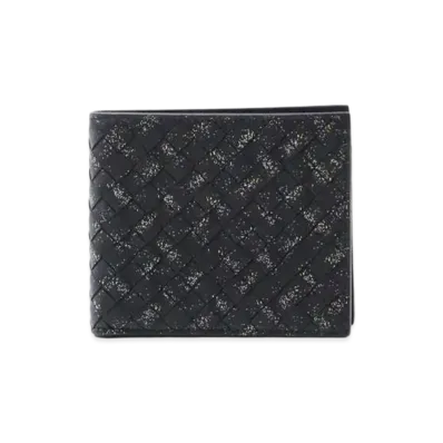 Bottega Veneta Intrecciato Lambskin Bi-fold Wallet Micro Dots "Black"