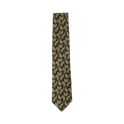 BEAMS Silk Tie Hopsack Paisley Print "Green"