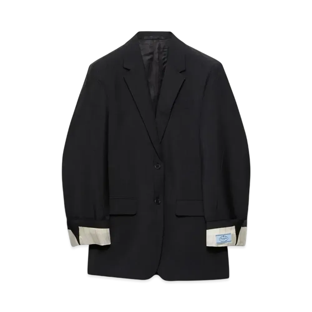 PRADA Women's Single-Breasted Kid Mohair Jacket "Black"