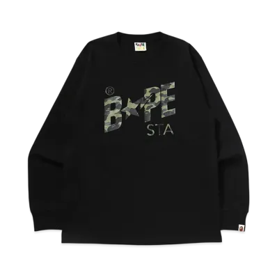 A BATHING APE 1St Camo Bape Sta Ls Tee "Black/Green"